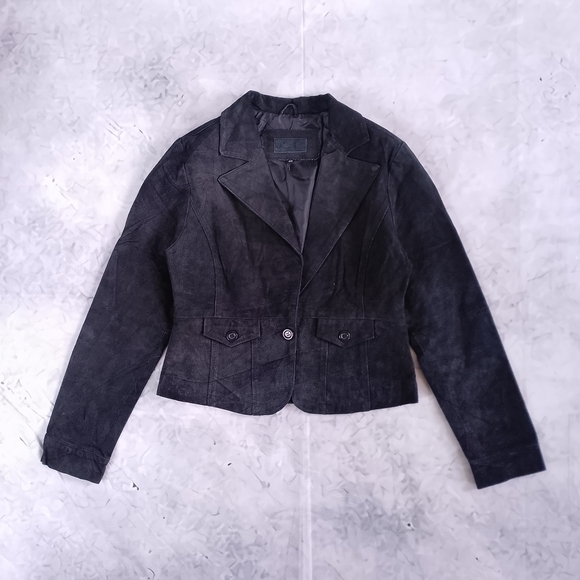 Jackets & Blazers - SUZY SHIER Women's Black Suede Blazer Jacket